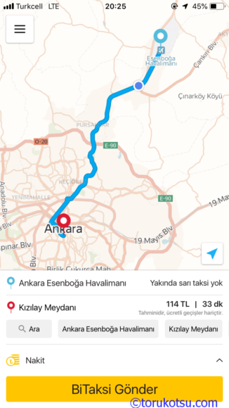 アンカラでも利用できるトルコのタクシー配車アプリ「BiTaksi」