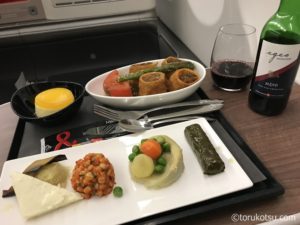 トルコ航空ビジネスクラスの国内線機内食
