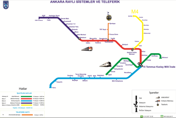 アンカラ地下鉄路線図マップ